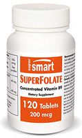 Supersmart - SuperFolate 200 mcg (Quatrefolic ®) - Highly Bioavailable for of Vitamin B9 - Support an Healthy Cardiovascular System | Non-GMO - 120 Tablets