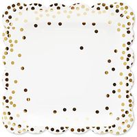 48-Pack Square Disposable Paper Plates for Parties and Dinners, Gold, 9 Inches