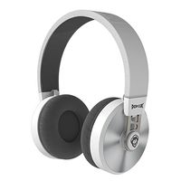 PopClik 2 ONE PRO Headphone WHITE / GRAY Leather Elegance and Soft-Spoken Steel 50 mm Neodymium Magnet Driver Over the Ear