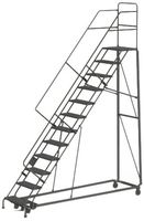 Tri-Arc KDHS112242 12-Step Heavy-Duty Safety Angle Steel Rolling Industrial & Warehouse Ladder with Grip Strut Tread