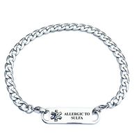 Pre-Engraved Curb Link"Allergic to Sulfa" Medical ID Bracelets for Women. Allergy Bracelets