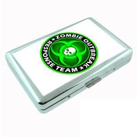 Metal Silver Cigarette Case Holder Box Zombie Design-003