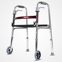 Folding Lightweight Aluminium Walking Frame Zimmer Walker with 2 Wheels -5 Levels Adjustable Height Non Slip Crutches Limited Mobility Aid Handicapped Disabled Users Forearm Support Walker