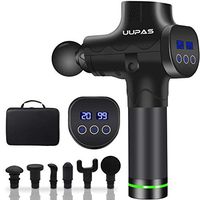 UUPAS Handheld Percussion Massage Gun - Deep Tissue Massager for Sore Muscle and Stiffness - Quiet, 20 Speeds High-Intensity Vibration - Rechargeable Device - Includes 6 Massage Heads (Black)