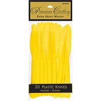 Premium Heavy Weight Plastic Knives | Sunshine Yellow | Pack of 20 | Party Supply