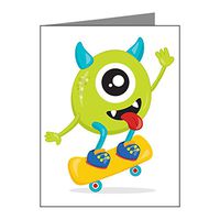 Note Cards (10 Pack) One Eyed Monster on Skateboard