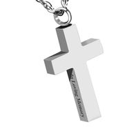 Dletay Cremation Cross Necklace for Ashes Stainless Steel Cross Urn Pendant Ashes Holder Memorial Jewelry with Gift Box-in Loving Memory(Silver)
