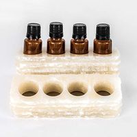 Chiseled Small Essential Oil Holder Case - Set of 2 - Each Piece has 4 Slots for 15ml Bottles (for 8 Oils Total) - 100% Hand Carved Onyx Stone (Pearl Stone)