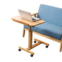 Height Angle Adjustable Laptop Stand Rolling Cart w/Wheels, Mobile Sofa Desk Coffee Table Wooden Laptop Book Desk Table for Home, Bedroom