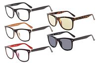 Eyekepper 5-Pack Readers Square Large Lenses Spring-Hinges Reading Glasses Include Computer Glasses Men Women +4.0