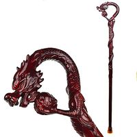 Elderly supplies Wooden Walking Stick, Faucet Mahogany Wood Carving Old Man Walking Stick, Light Non-Slip Walking Stick