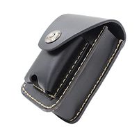 Handmade Sewing Genuine Leather Cigarette Case Lighter Holder Combo Bag Pack Cases Small Fanny Pack (Black)