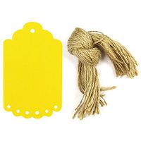 allydrew 50 Gift Tags/Kraft Hang Tags with Free Cut Strings for Gifts, Crafts & Price Tags, Large Scalloped Edge (Yellow)