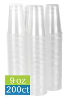 TashiBox 9 oz Clear Plastic Cups - Disposable Cold Drink Party Cups (200)