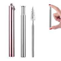 YOOTON Telescopic Reusable Straws Stainless Steel Metal Drinking Straw with Travel Aluminum Case (Rose gold)