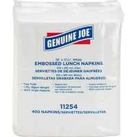 Genuine Joe 11254PK 1-ply Embossed Lunch Table Napkin, 13" x 11.25", White