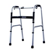 Elderly Walker Aluminum Disabled Walker One-Button Folding Height Adjustable with PVC Soft Grip - Silver,A