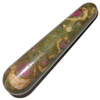Ruby Zoisite Massage 50 Green Pink Heart Chakra Energy Flow Wand Healing Crystal Stick 4.5"