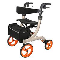 Medical Rolling Walker Foldable, Junior Rollator Walker with Seat, 4 Wheels Medical Walking Aids Double Brake System, Used for Seniors Walking,Gold