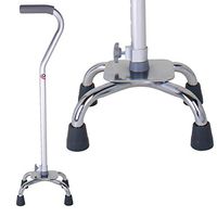 Carex Quad Cane with Small Base - Quad Walking Cane with Offset Cane Handle and Adjustable Height - 4 Tip Cane for Stability