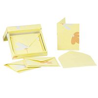 JAM Paper Handmade Recycled Foldover Card Sets in Box - 5 1/2" x 4 1/2" - Yellow with Large Orange Flower - Sold Individually