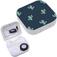 Portable Contact Lens Case Box Travel Kit Mirror + Bottle + Tweezers Container Holder [ Cute Cactus Mexican ]