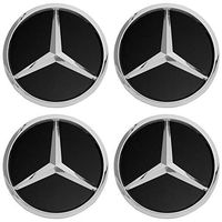 CHANONE 4Pcs Wheel Center Cap for Mercedes Benz Accessories for 75mm MB Rims Car Accessory - Black AMG Logo Emblem Covers
