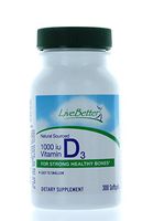 Vitamin D3 1000IU Supplement 300 Softgels Cholecalciferol Healthy Bones Nutrient