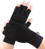Compression Arthritis Gloves, Fingerless Hand Gloves for Rheumatoid & Osteoarthritis - Joint Pain and Carpel Tunnel Relief-Men & Women (Pure Black, Small)