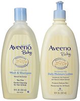 Bundle: Aveeno Baby Daily Moisture Lotion, 18 Ounce + Aveeno Baby Wash & Shampoo, 18 Ounce