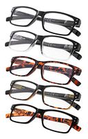 Reading Glasses 5-Pack Spring Hinges for Women and Men Readers +1.25