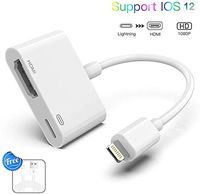 Lighting to HDMI Adapter, Lighting Digital AV Adapter with Lighting Charging Port for HD TV Monitor Projector 1080P for iPhone, iPad and iPod