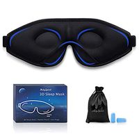 3D Sleep Mask, Eye Mask for Sleeping, 100% Block Out Light, Blindfold for Men Women, Comfortable & Breathable Material Adjustable Headband with Travel Pouch 2 Pack Ear Plug Best for Travel Naps Yoga