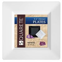 Squarete 9.5'' inch White Dinner Square Plates Hard Plastic Elegant Disposable. 10 Square Dinner Plates Per Package Pack of 4…