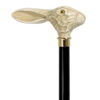 Jack Rabbit Walking Cane in White Ivory Style Imported from Italy