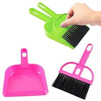 LOHOME Mini Cleaning Broom Brush and Dustpan - Set of 2 Include 2 x Broom Brush + 2 x Dustpan Desktop Sweep Cleaning Brush Dustpan Set Color Random（Green+Pink）