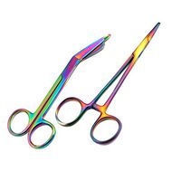 LAJA IMPORTS New! German Hemostat Forceps 5" + Lister Bandage Scissors 5.5" Rainbow Titanium Premium