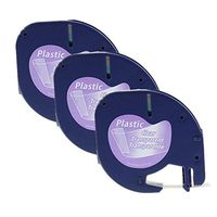 Ouguan 3pk Compatible for DYMO Label Tape Letra Tag LT 16952 16951 Black on Clear 12mm Plastic Tape