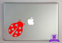 Overly Attached Decals Ladybug Vinyl Decal Sized to Fit A 13" Laptop - Red