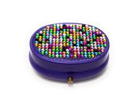 Rhinestone Small Oval Light Up Two Compartment Pill Organizer Case Box (Style 627C)