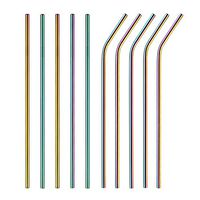 80 Pack Stainless Steel Metal Straws Reusable, 10.5 Inch Drinking Straws For 20oz Tumblers Yeti - 6mm Diameter - 40 Straight + 40 Bent (80pc 10.5inch rainbow)