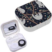 Portable Contact Lens Case Box Travel Kit Mirror + Bottle + Tweezers Container Holder [ Cute Baby Sloths ]