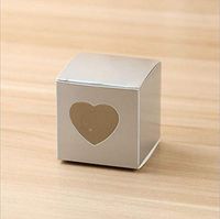 50 Pcs Paper Packaging Package Boxes Colorful Paperboard Candy Gifts Packing Boxes Foldable Pack with Heart Window Silver