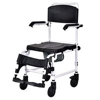 EnjoyShop Flexible Moving Bathroom Shower Toilet Commode Wheelchair with Drop Arms Adjustable Pedals Bathroom Shower
