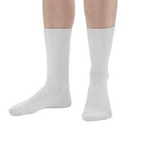 Ames Walker AW Style 736 Cotton Diabetic Crew Socks Two Pack White LG X LG Soft Cotton Fabric Suitable for Sensitive or Diabetic feet Unisex