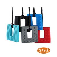 HBIAO Chew Necklace, Pendant Silicone Molar Stick Baby Chew Toys for Autistic or ADHD Children Sensory Chews for Special Needs 5Pack