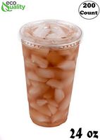 Iced Coffee Go Cups and Lids | Cold Smoothie | Plastic Cups with Lids | 24 oz Cups, 200 Pack | Clear Plastic Disposable Pet Cups | Ideal for Coffee, Parfait, Juice, Soda, Cocktail, Party Cups