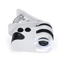 Festnight 50X 15mm LED Cell Phone Microscope Rechargeable Rotary Type Universal Clip-type Cellphone Microscope Magnifier with LED Lamp/UV Light/USB Cable Magnifiers Loupe