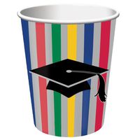 Creative Converting Party Creations 8 Count Hot or Cold Beverage Cups, 9-Ounce, Graduation Stripes