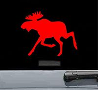 JS Artworks Running Moose Vinyl Decal Sticker (RED)
